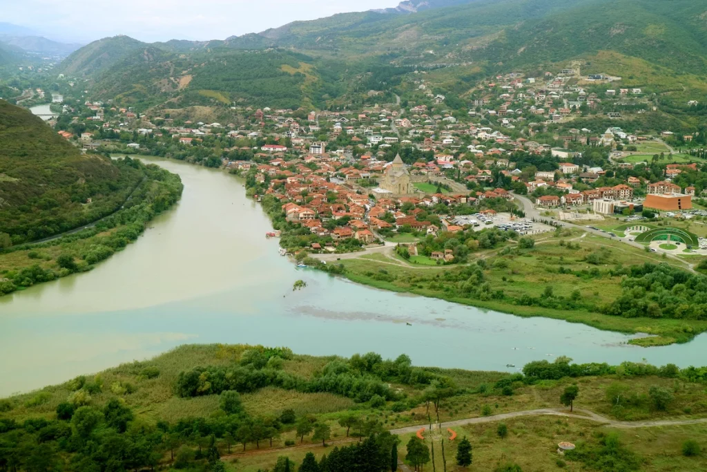 Mtskheta-river-mtkvari-meets-river-aragvi-as-seen-from-jvari-monastery-mtskheta-georgia